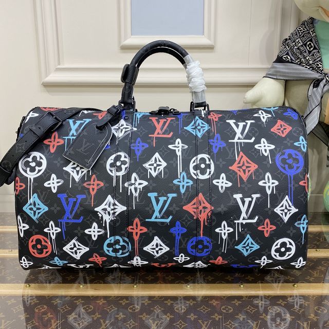 Louis vuitton original monogram eclipse keepall 50 M21384 