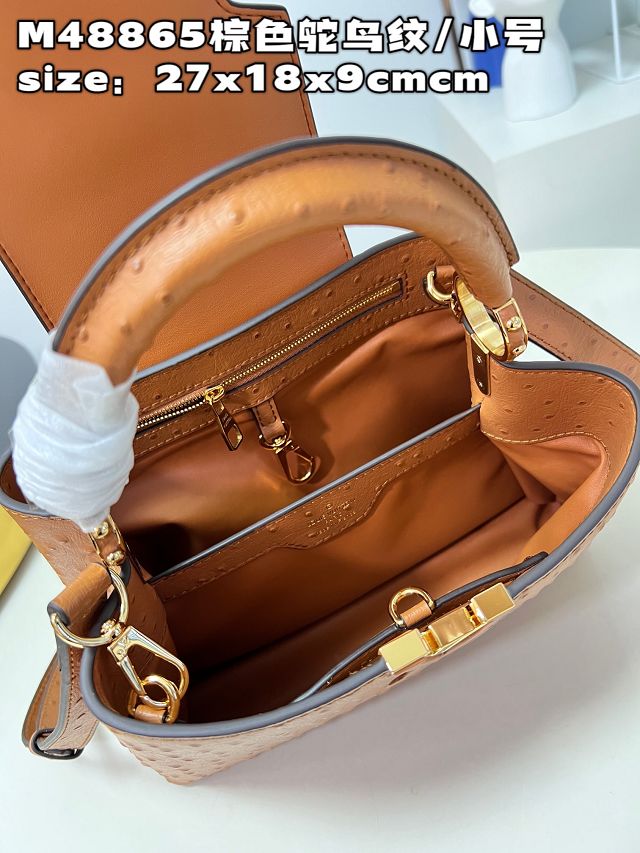 Louis vuitton original ostrich calfskin capucines BB handbag M48865 brown