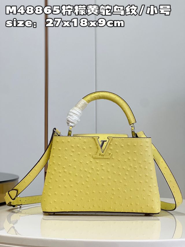 Louis vuitton original ostrich calfskin capucines BB handbag M48865 yellow