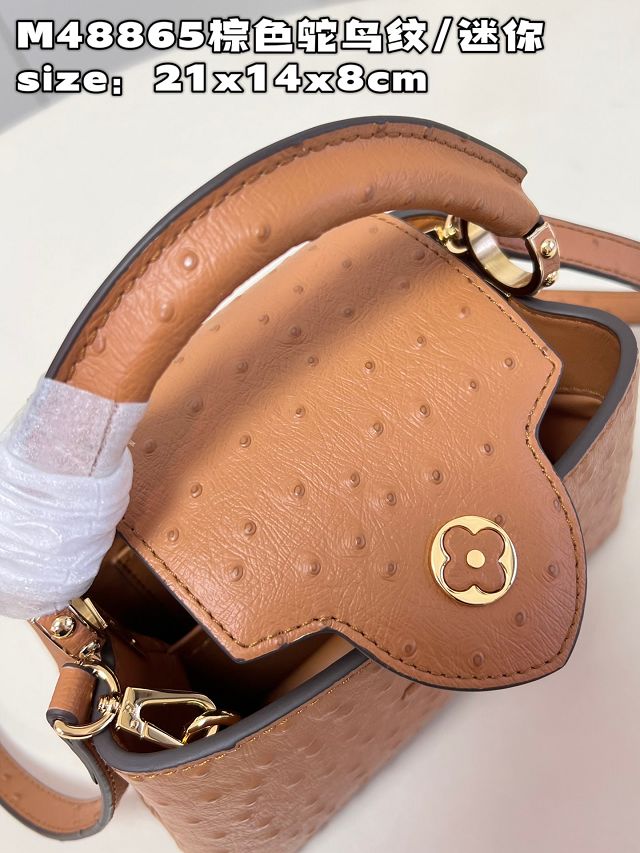 Louis vuitton original ostrich calfskin capucines mini handbag M93483 brown