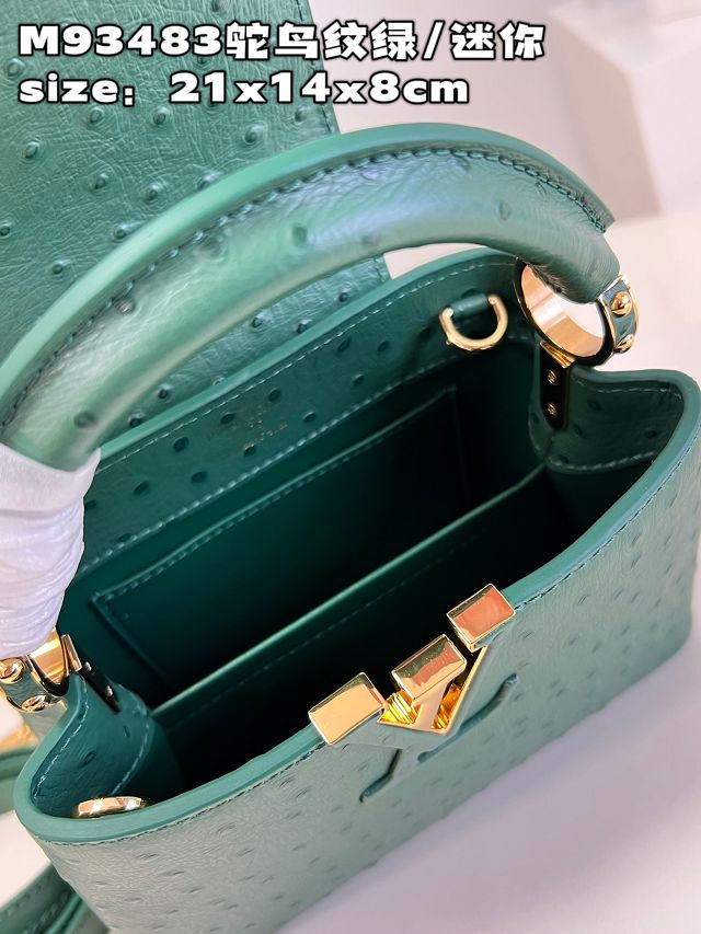 Louis vuitton original ostrich calfskin capucines mini handbag M93483 green