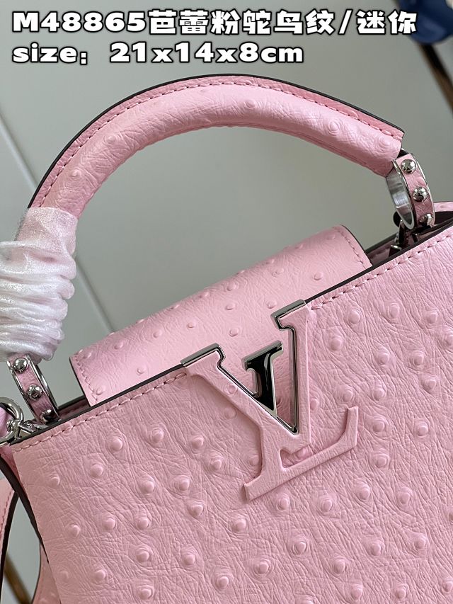 Louis vuitton original ostrich calfskin capucines mini handbag M93483 pink