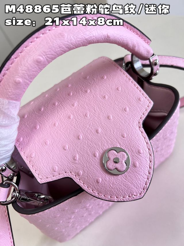 Louis vuitton original ostrich calfskin capucines mini handbag M93483 pink