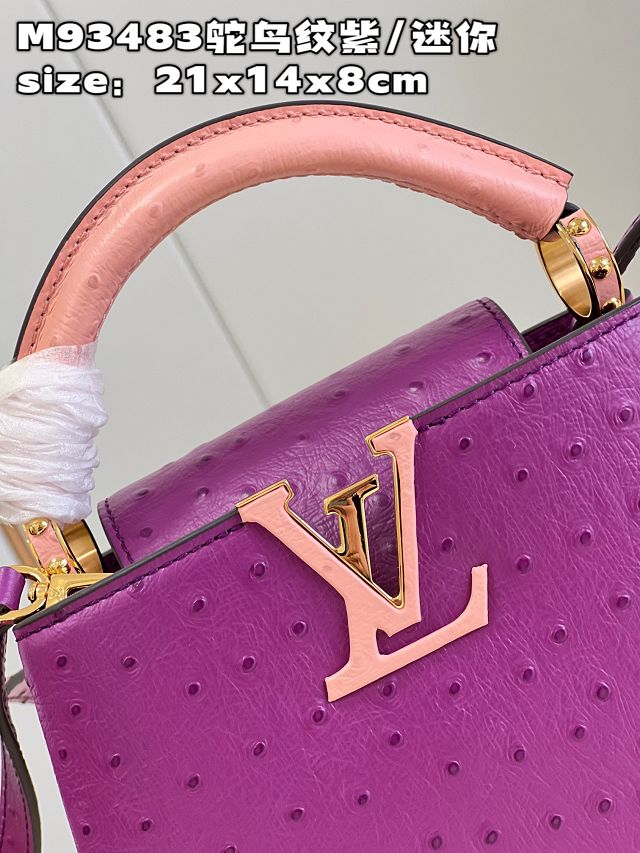 Louis vuitton original ostrich calfskin capucines mini handbag M93483 purple