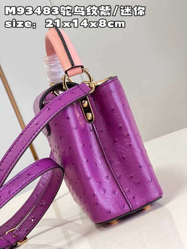 Louis vuitton original ostrich calfskin capucines mini handbag M93483 purple