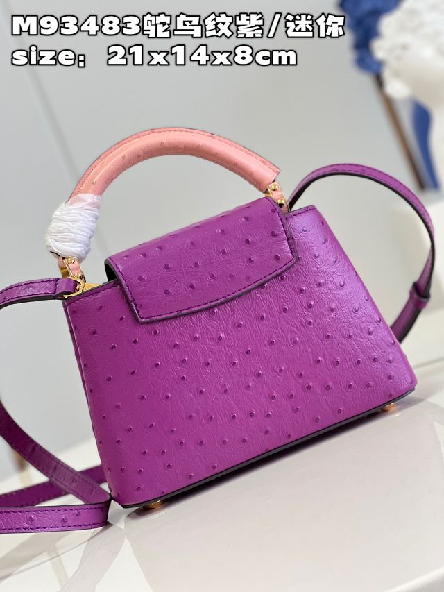 Louis vuitton original ostrich calfskin capucines mini handbag M93483 purple