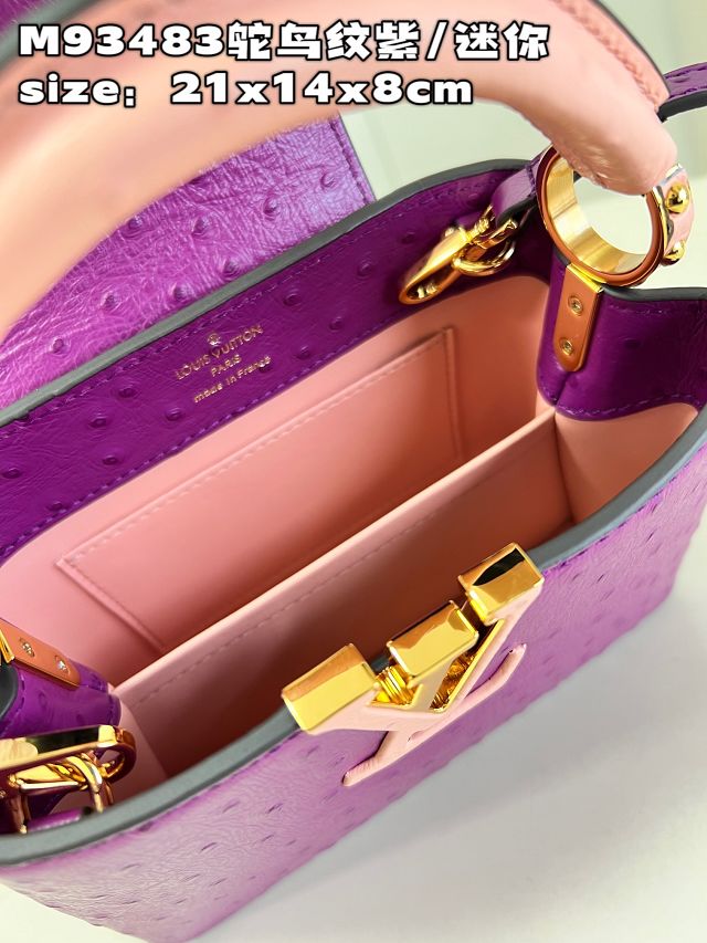 Louis vuitton original ostrich calfskin capucines mini handbag M93483 purple