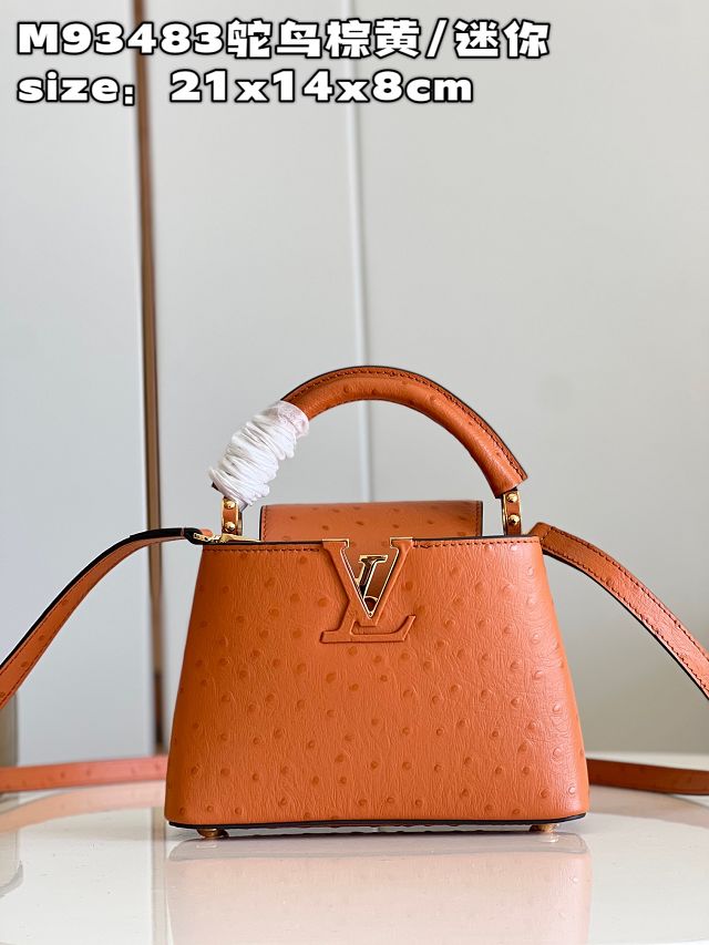 Louis vuitton original ostrich calfskin capucines mini handbag M93483 tan