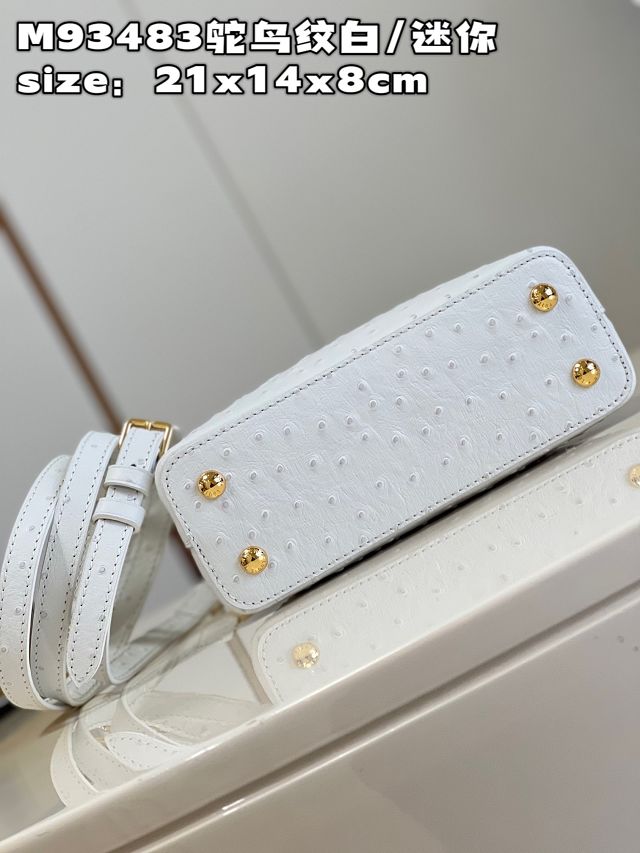 Louis vuitton original ostrich calfskin capucines mini handbag M93483 white