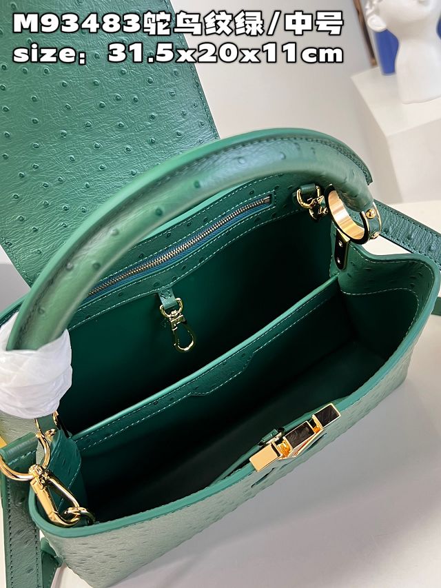 Louis vuitton original ostrich calfskin capucines mm handbag M59883 green