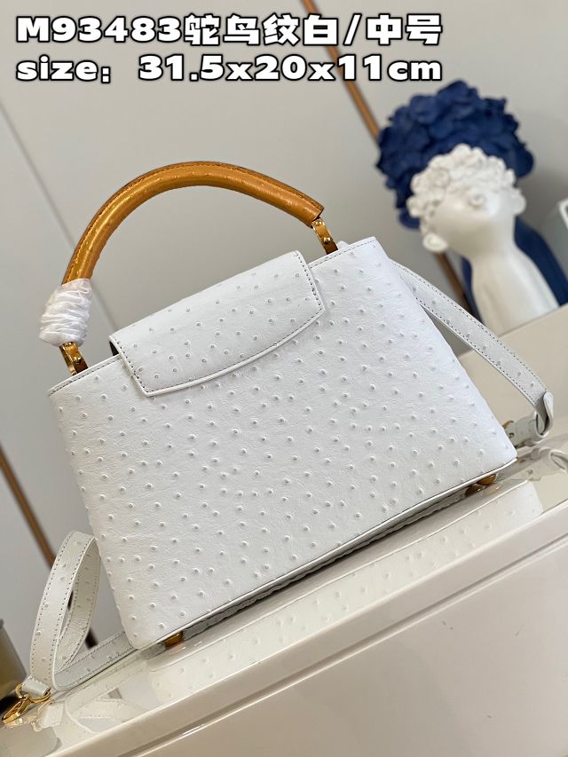 Louis vuitton original ostrich calfskin capucines mm handbag M59883 white