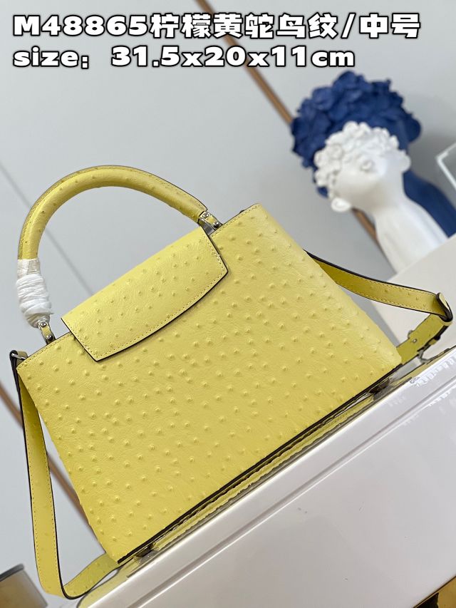 Louis vuitton original ostrich calfskin capucines mm handbag M59883 yellow