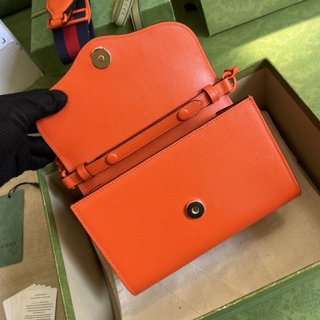 GG original calfskin horsebit 1955 mini bag 724713 orange