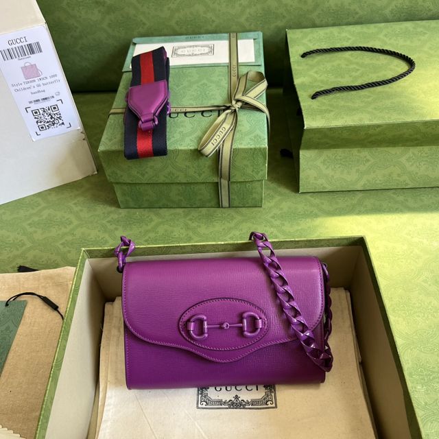 GG original calfskin horsebit 1955 mini bag 724713 purple