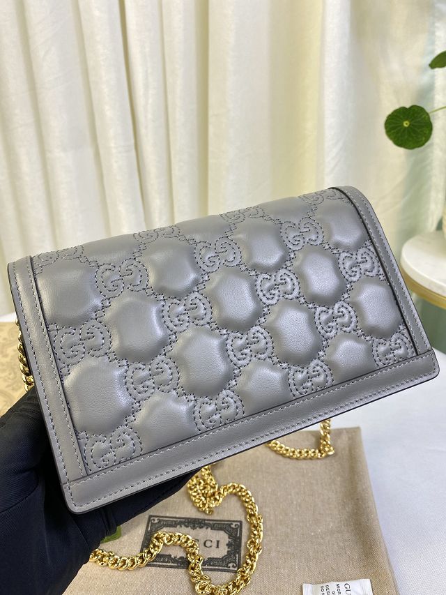 GG original matelasse leather chain wallet 723787 grey