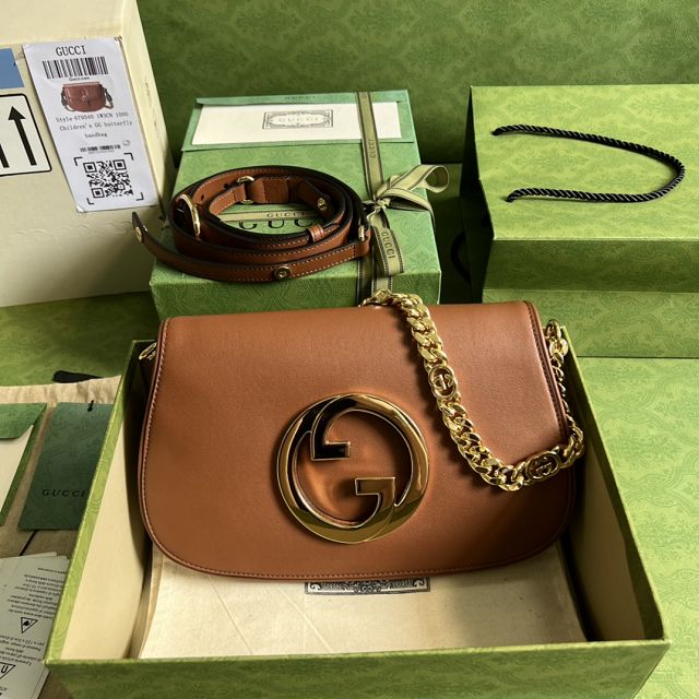 2023 GG original calfskin blondie shoulder bag 699268 brown