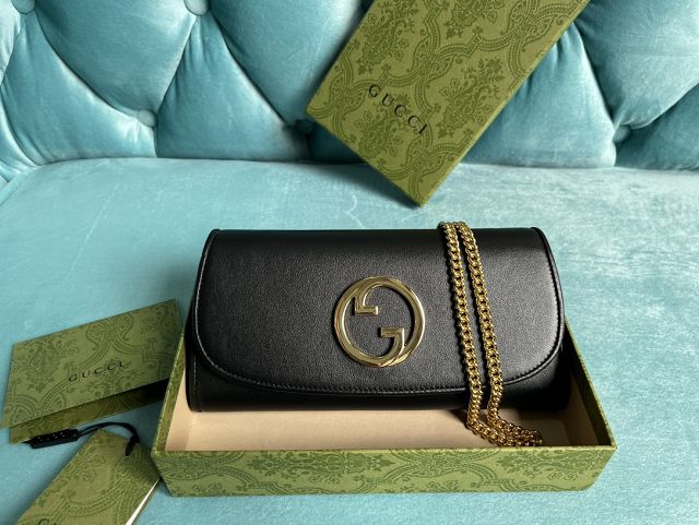 GG original calfskin blondie chain wallet 725215 black