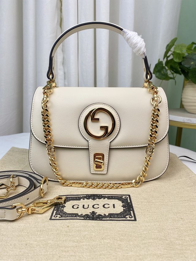 2023 GG original calfskin blondie top handle bag 735101 white