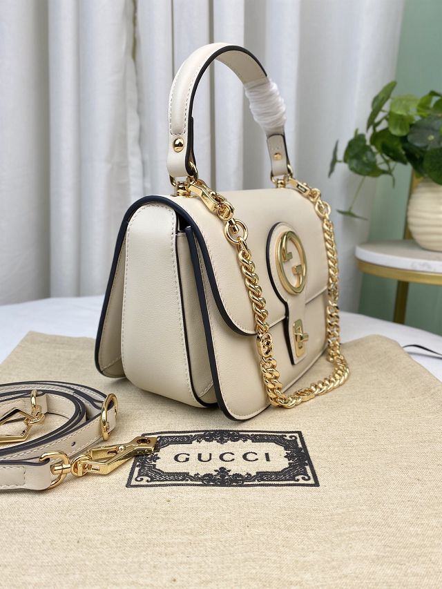 2023 GG original calfskin blondie top handle bag 735101 white