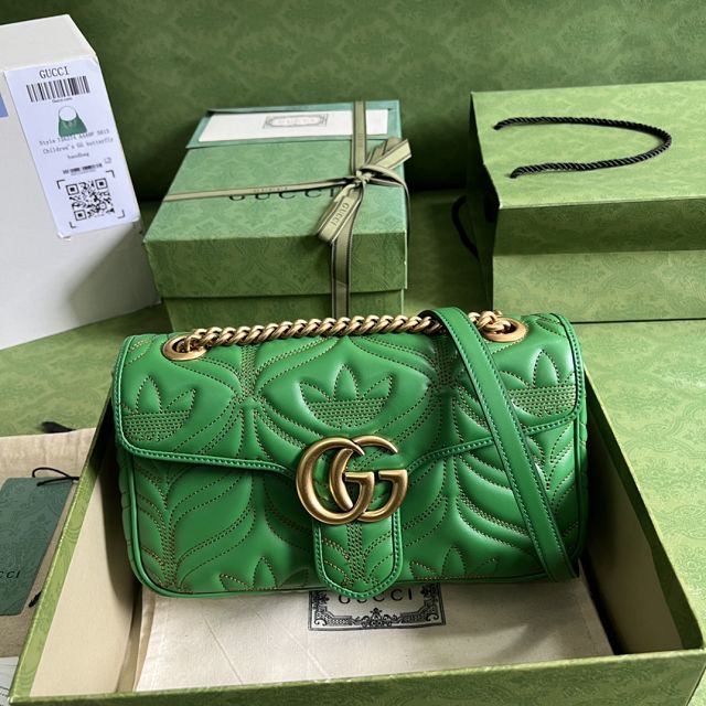 GG original calfskin marmont small shoulder bag 443497 green