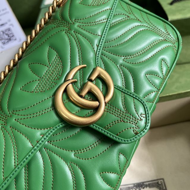 GG original calfskin marmont small shoulder bag 443497 green