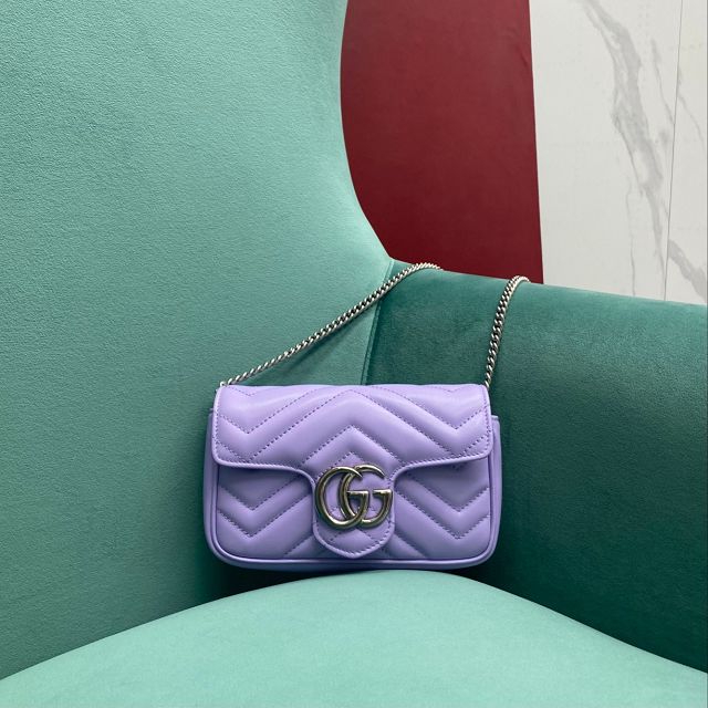 GG original calfskin marmont super mini bag 476433 purple