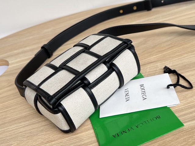 BV original canvas mini cassette bag 714618 whitea&black