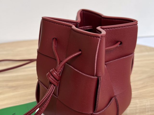 BV original lambskin cassette small bucket bag 680217 dark red