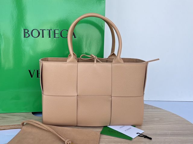 BV original grained calfskin small arco tote bag 652867 almond