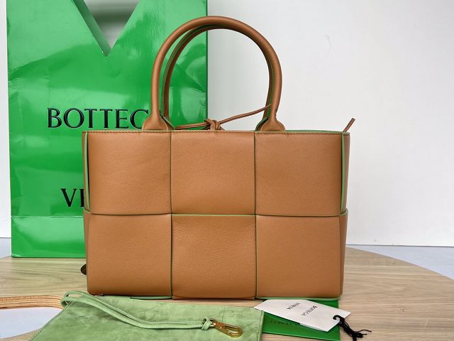 BV original grained calfskin small arco tote bag 652867 brown&green