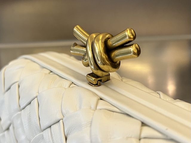 BV original calfskin knot pouch 717622 white