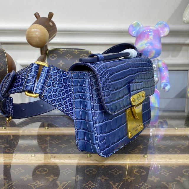 Louis vuitton original calfskin s lock sling bag m58487 blue