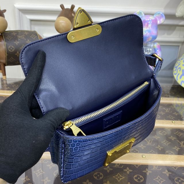 Louis vuitton original calfskin s lock sling bag m58487 blue