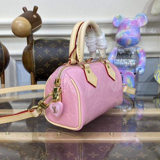 Louis vuitton original patent calfskin nano speedy M81879 pink