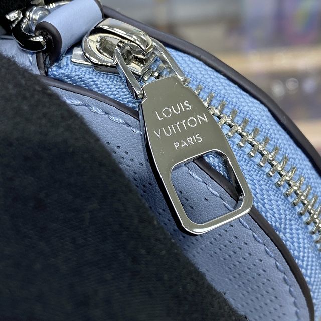 2023 Louis vuitton original mahina perforated calfskin bella bucket bag M21582 blue