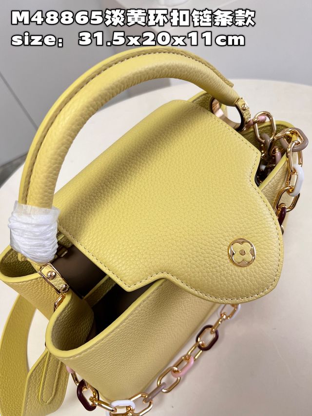 Louis vuitton original calfskin capucines MM handbag M21652 yellow