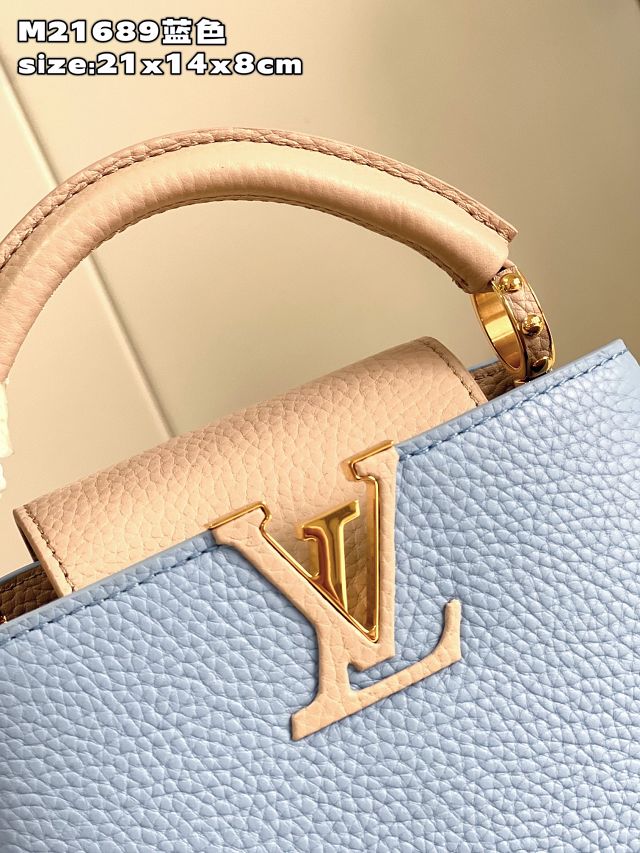 Louis vuitton original calfskin capucines mini handbag M48865 blue