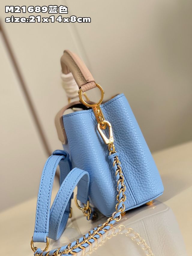 Louis vuitton original calfskin capucines mini handbag M48865 blue