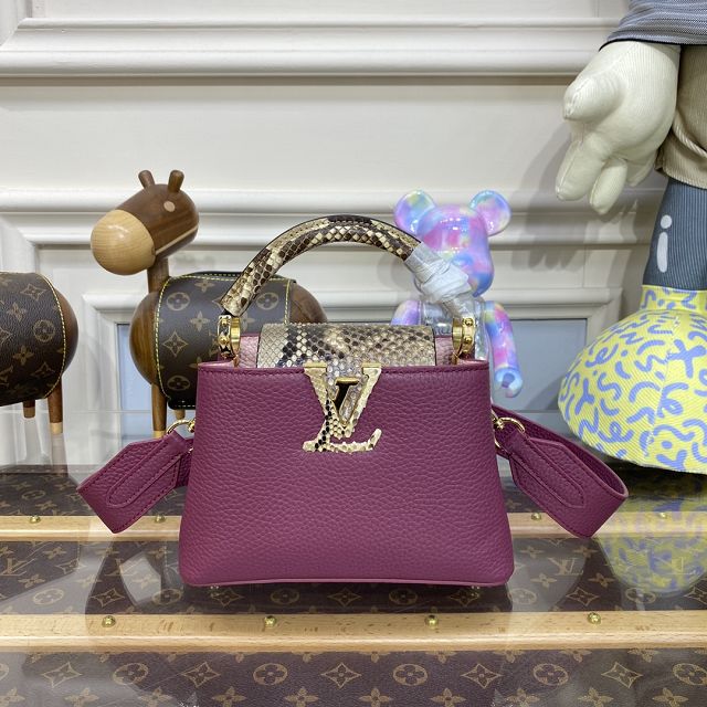 Louis vuitton original calfskin capucines mini handbag N82067 purple