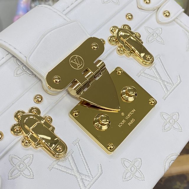 Louis vuitton original calfskin petite malle handbag M20847 white