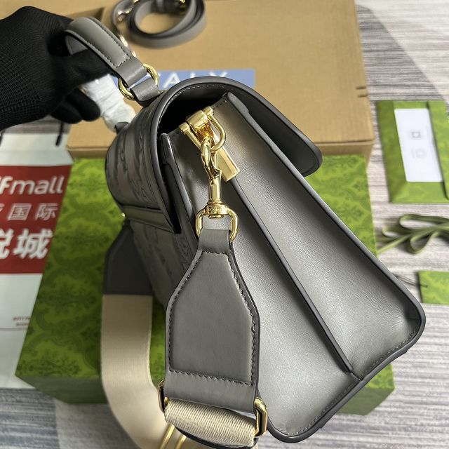 2023 GG original matelasse leather top handle bag 736877 grey
