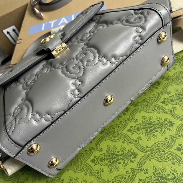 2023 GG original matelasse leather top handle bag 736877 grey