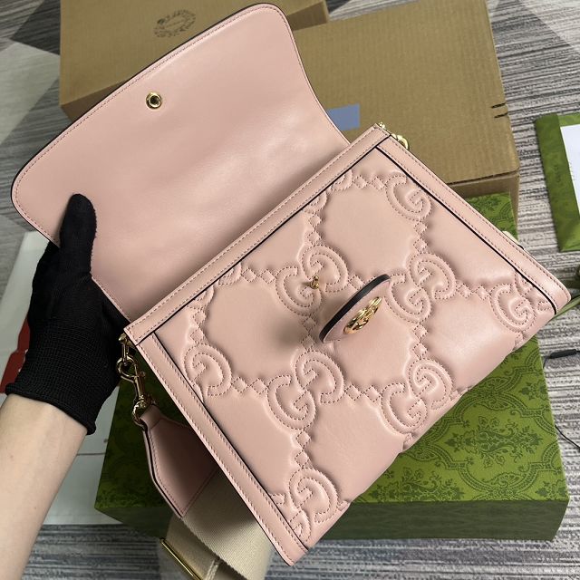 2023 GG original matelasse leather top handle bag 736877 pink