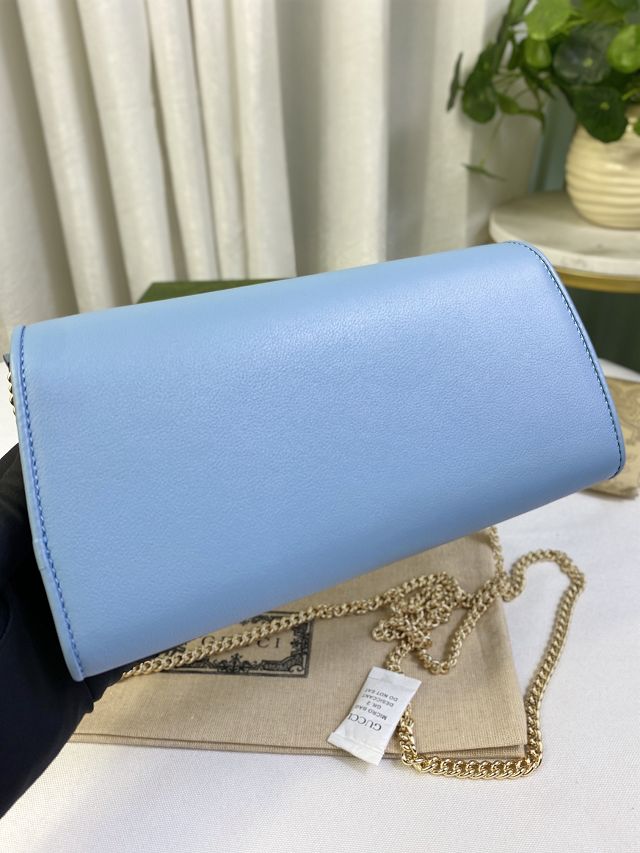 GG original calfskin blondie chain wallet 725215 blue