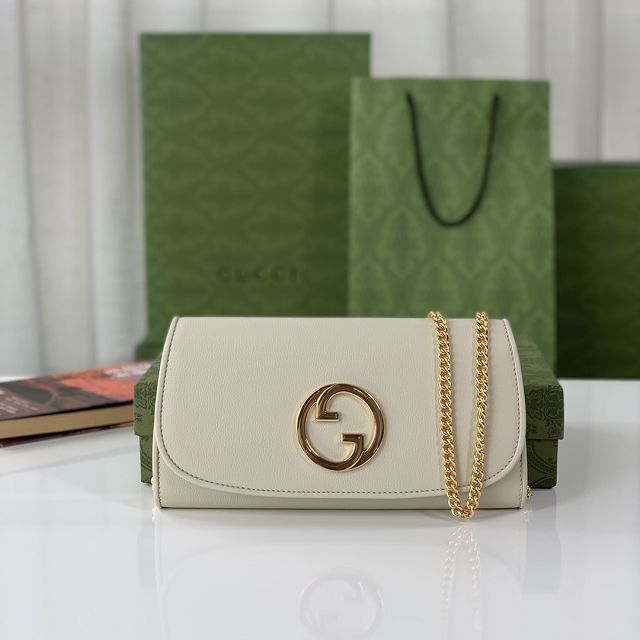 GG original calfskin blondie chain wallet 725215 white