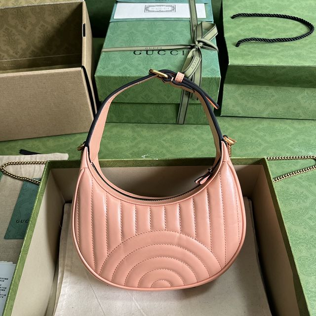 2023 GG original calfskin marmont half-moon-shaped mini bag 699514 peach