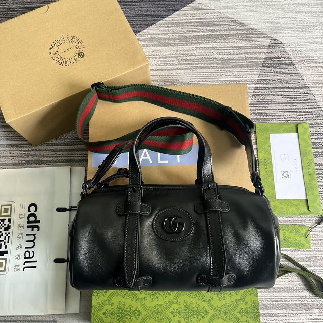 GG original calfskin small duffle bag 725701 black