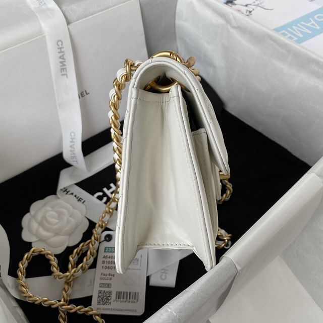 CC original calfskin mini flap bag AS4051 white