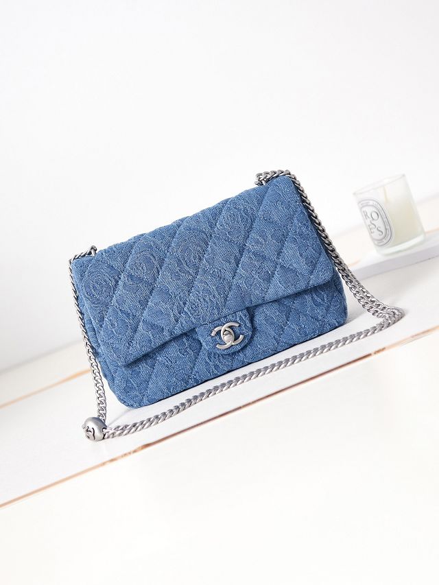 CC original denim flap bag AS3921 blue