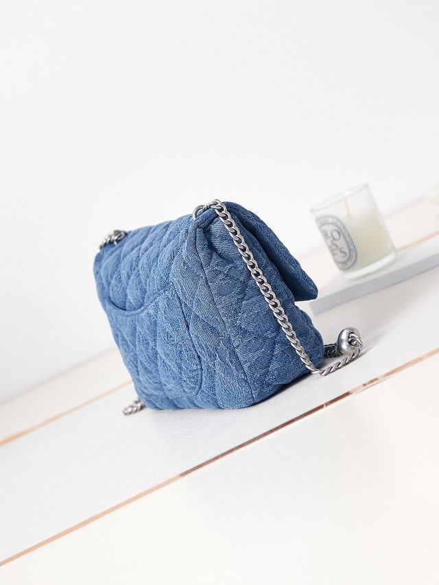 CC original denim flap bag AS3921 blue